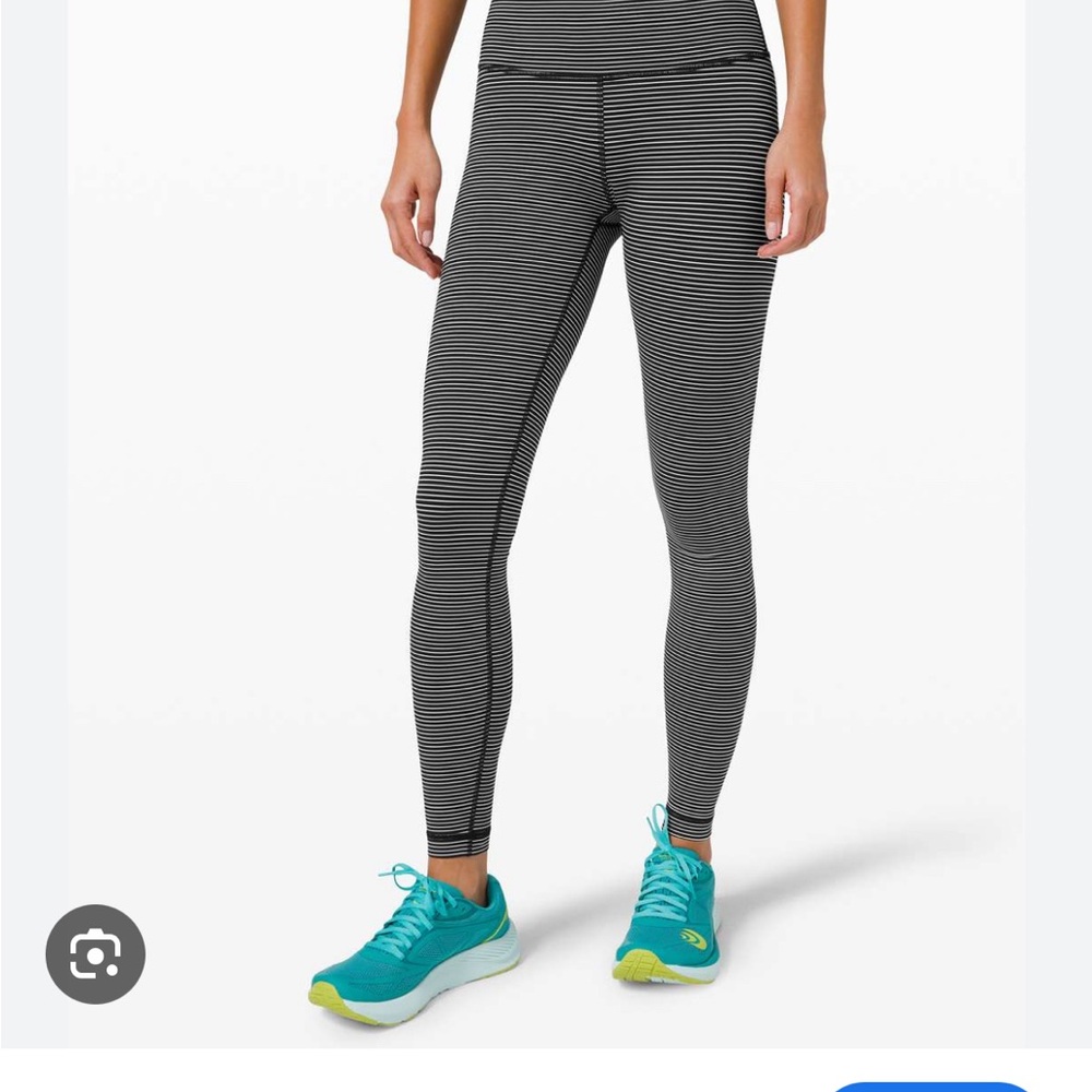 Lululemon Athletica Black and White Striped Leggings